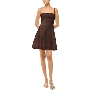 NWT Staud Wylie Mini Dress in Chocolate Brown Earth Sz 4